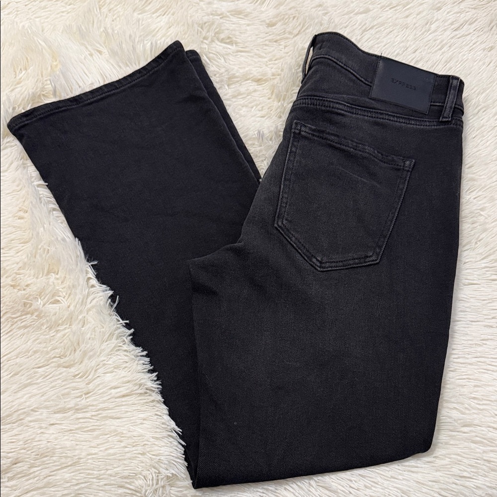 Express Mid Rise Black Wash Bootcut Jeans - Picture 2 of 5